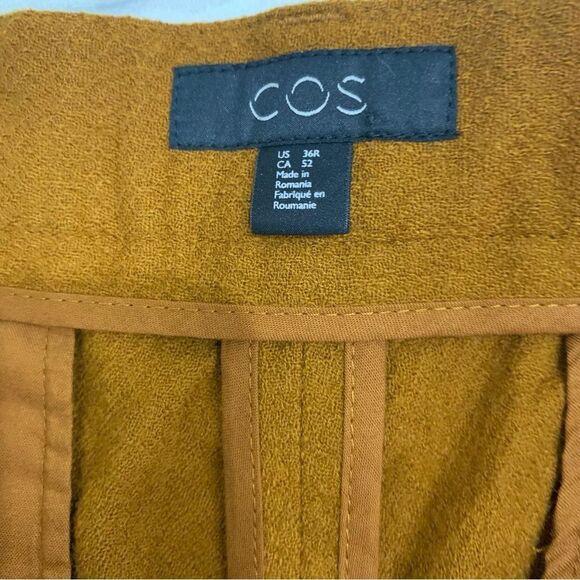 Cos Khaki Trousers Mens Sz 36 R Wool Blend Relaxed Pants Tailored Smart - Picture 3 of 13